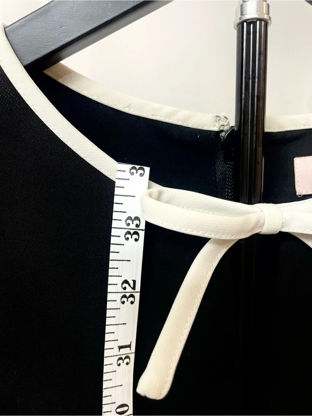 Ted Baker Black A-Line Sleeveless Dress with White Trim and Pockets